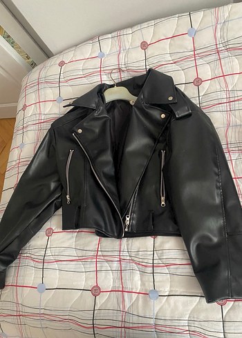 Siyah Deri Biker Ceket