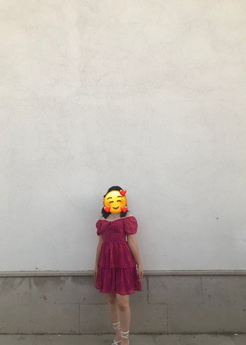 Pembe Kısa Kollu Elbise