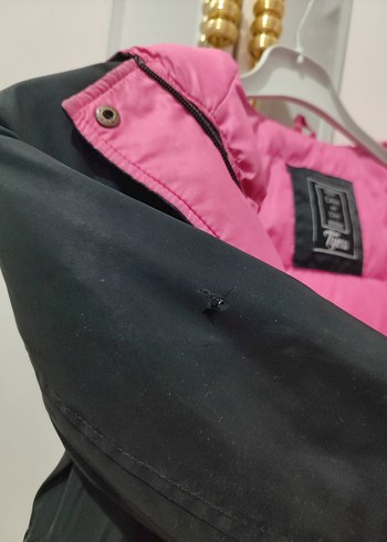 6 Yaş Beden siyah Renk Tyess Pembe Astarlı Siyah Fermuarlı Mont