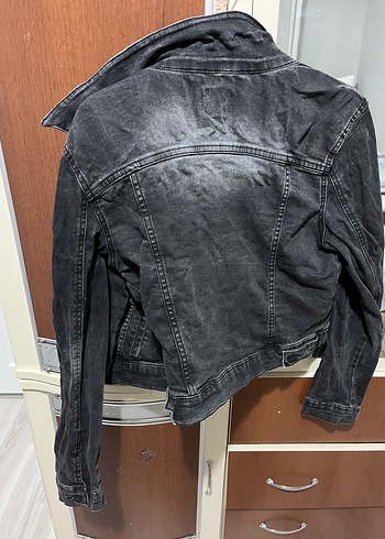 40 Beden Gri Düğmeli Kadın Denim Ceket
