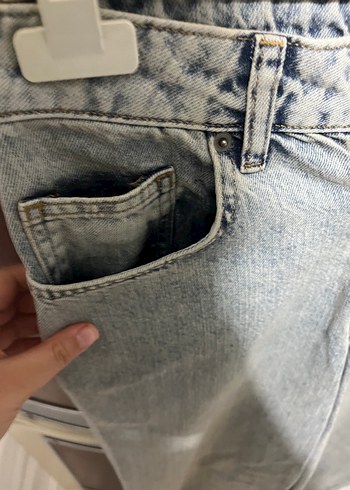 38 Beden gri Renk Gri Düğmeli Bol Kesim Midi Kot Pantolon