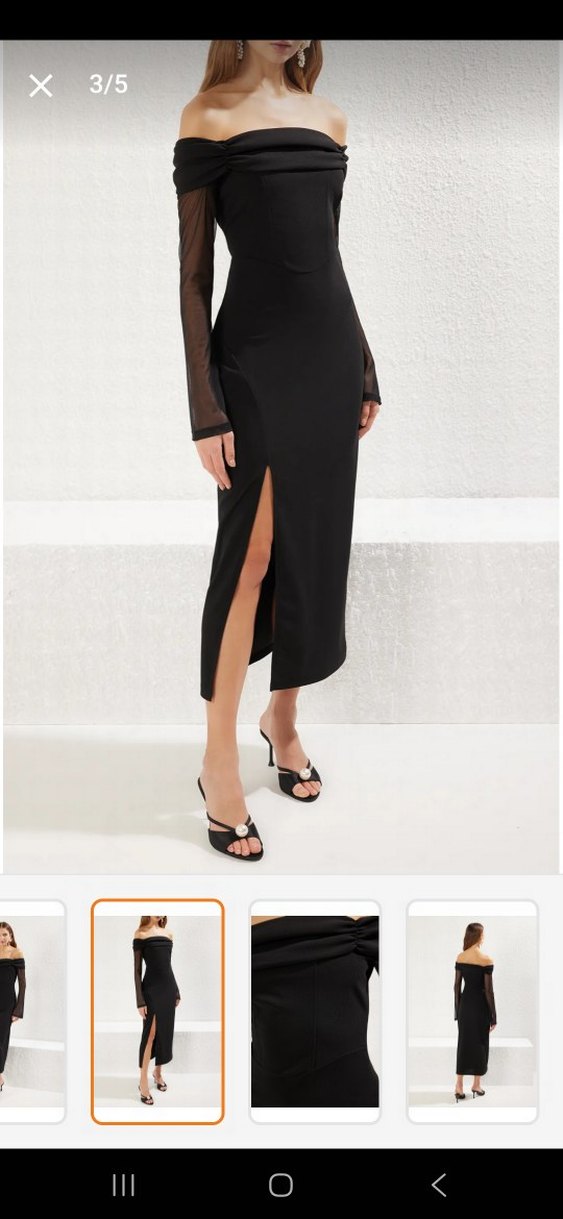 Siyah Yırtmaçlı Kadın Elbise - Görsel 2