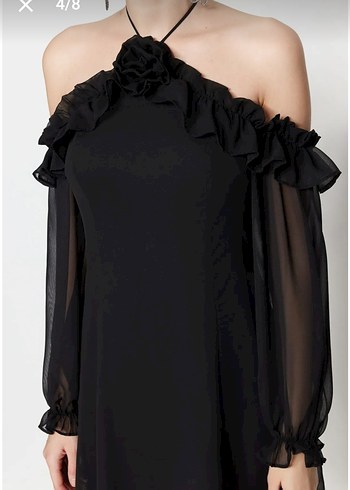 Boyundan Bağlamalı Mini Elbise - Görsel 3