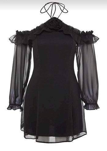 Boyundan Bağlamalı Mini Elbise - Görsel 5