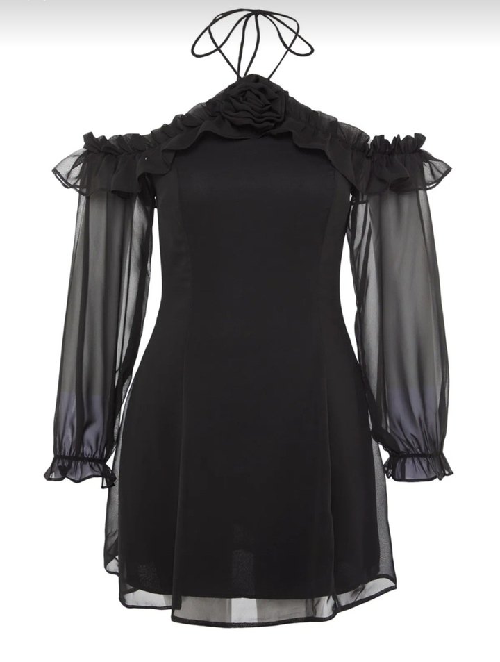 Boyundan Bağlamalı Mini Elbise - Görsel 5