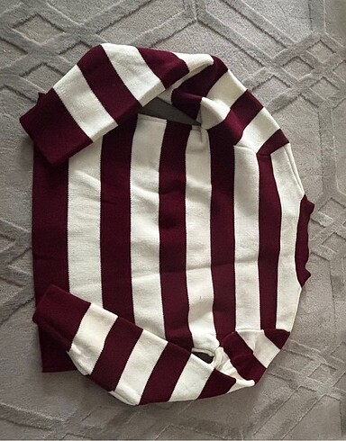 Diğer Bordo çizgili crop hırka