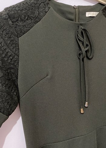 Kadın Haki Uzun Kollu Uzun Elbise - Görsel 5