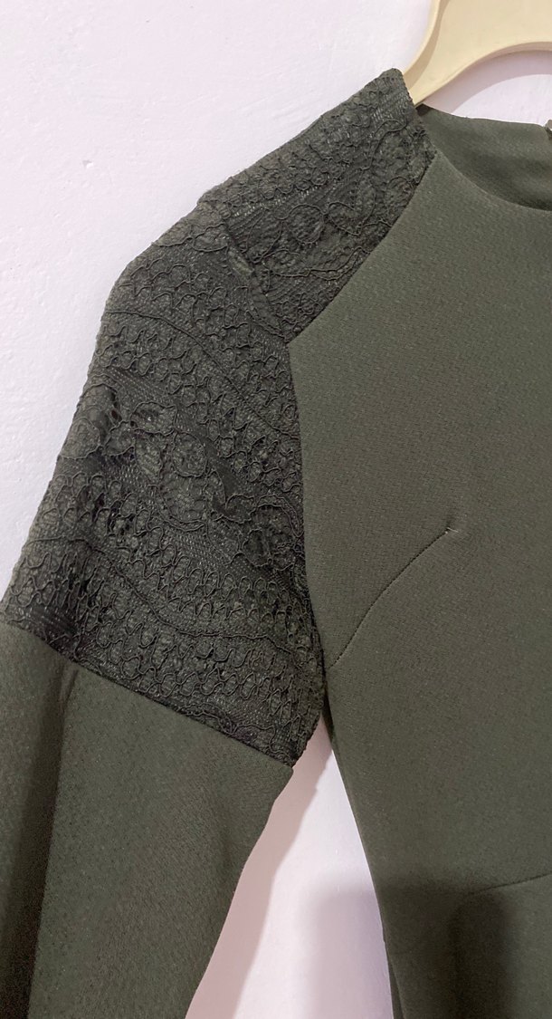 Kadın Haki Uzun Kollu Uzun Elbise - Görsel 4