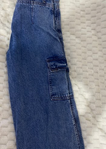 Düğmeli Bol Kesim Kadın Kot Pantolon - Görsel 2