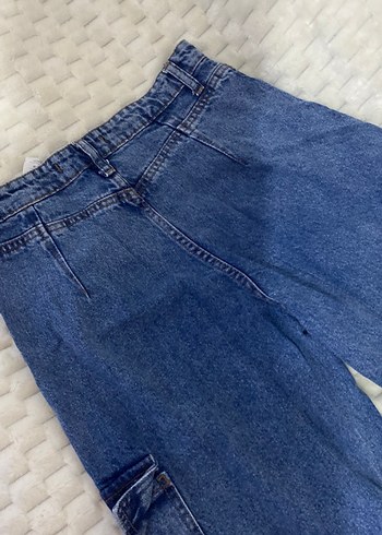 Düğmeli Bol Kesim Kadın Kot Pantolon - Görsel 3