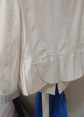 36 Beden beyaz Renk Düğmeli Beyaz Mini Kadın Blazer Ceket