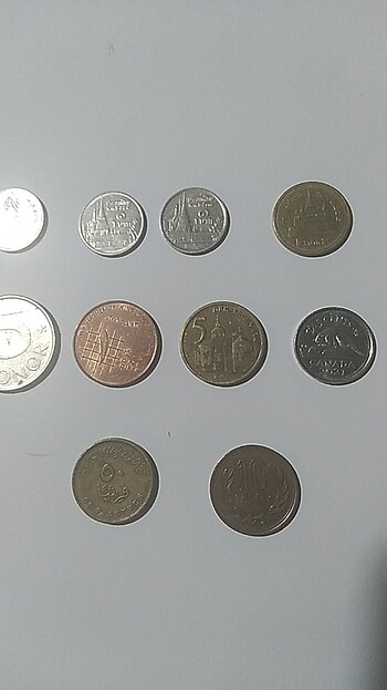 Beden Renk 10 adet eski yabancı para antika