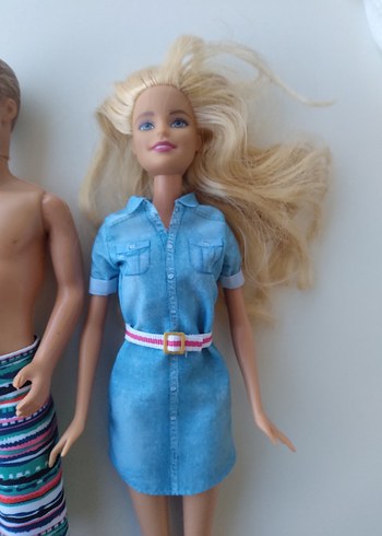 Mavi elbiseli kadın bebek ve erkek bebek barbie - Görsel 4