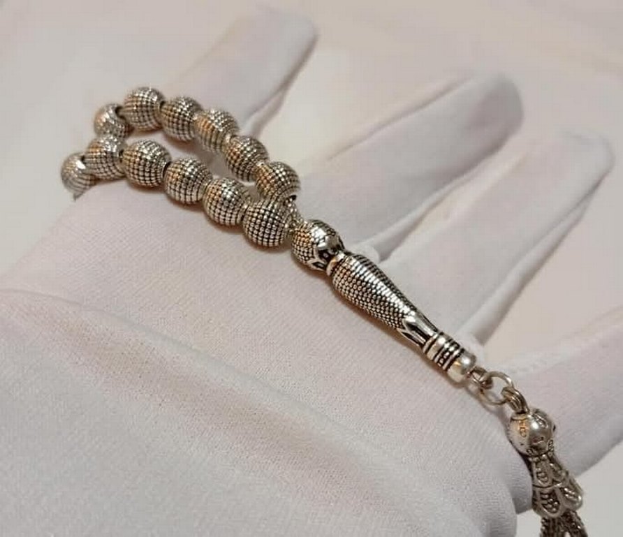 925 AYAR GÜMÜŞ KAPLAMA HARİKA TESBİH - Görsel 4