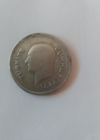 Gri Vintage 50 Kuruş gümüş Para - Görsel 2