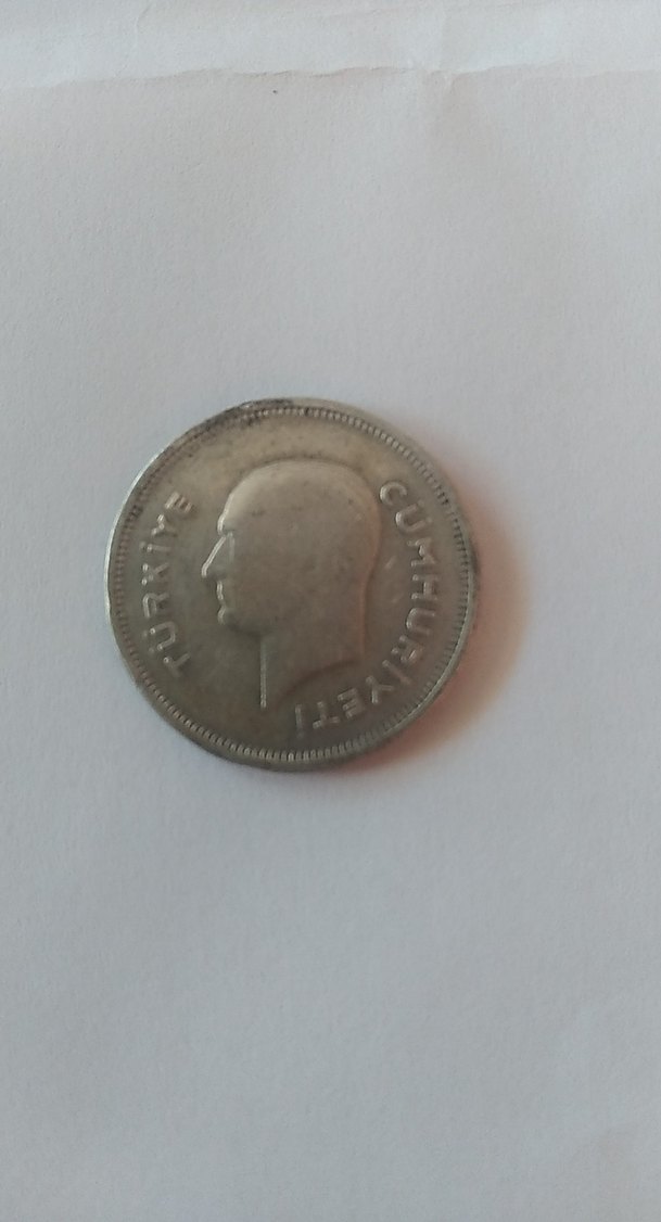 Gri Vintage 50 Kuruş gümüş Para - Görsel 3