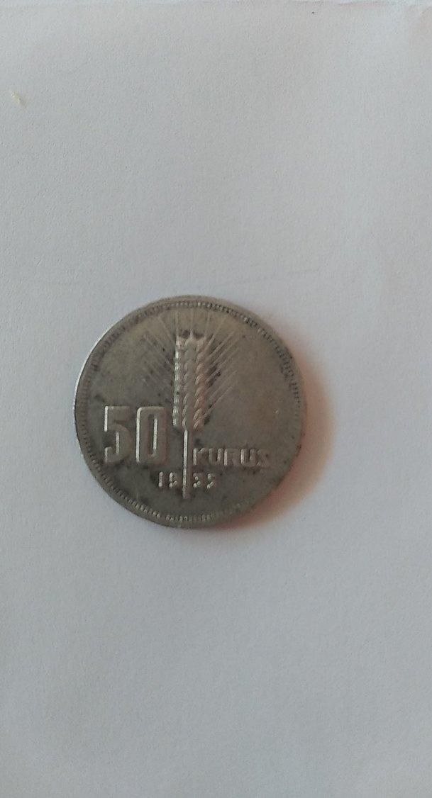 Gri Vintage 50 Kuruş gümüş Para - Görsel 4