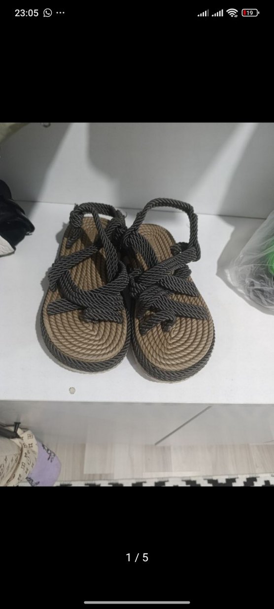 Gri Elastik Dolgu Topuk Kadın Sandalet - Görsel 5