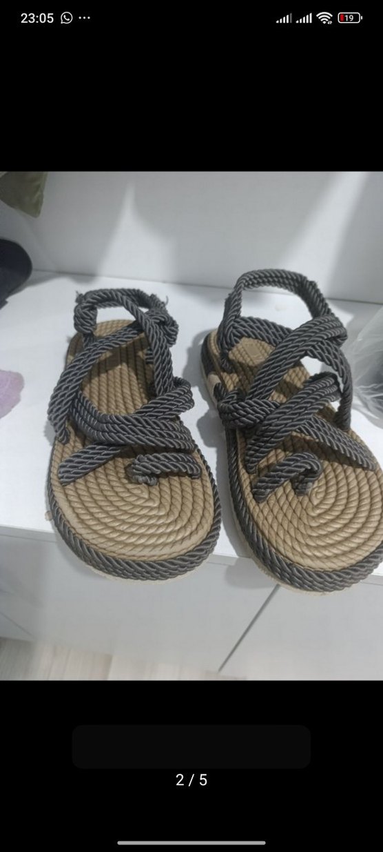 Gri Elastik Dolgu Topuk Kadın Sandalet - Görsel 4