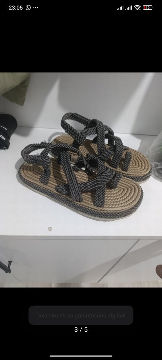 Gri Elastik Dolgu Topuk Kadın Sandalet - Görsel 3