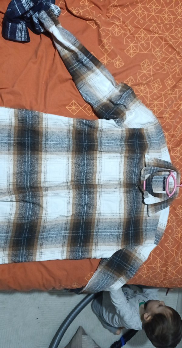 Erkek Kahverengi Bağlama Desenli Uzun Kollu Oduncu Gömlek - Görsel 2