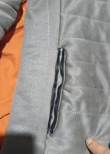 Gri Kapüşonlu Fermuarlı Erkek Mont - Görsel 4