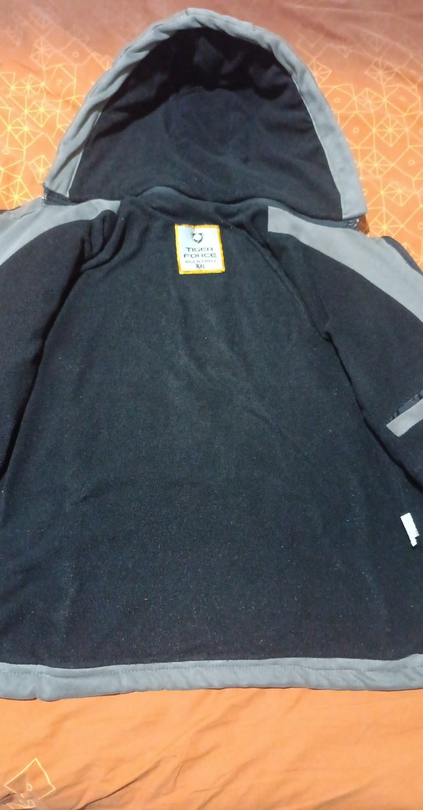 Gri Kapüşonlu Fermuarlı Erkek Mont - Görsel 5