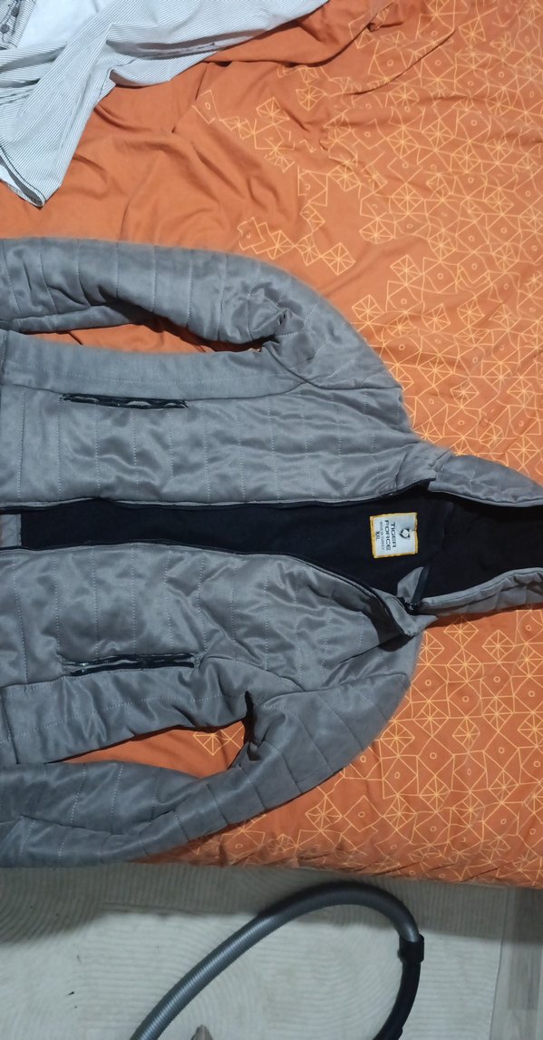 Gri Kapüşonlu Fermuarlı Erkek Mont - Görsel 3