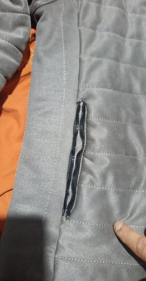 Gri Kapüşonlu Fermuarlı Erkek Mont - Görsel 4