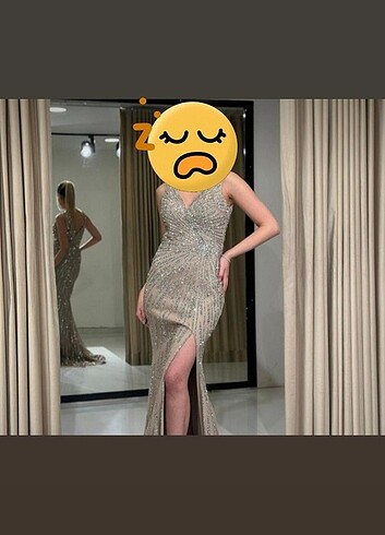 Diğer Simli taş işli balik gece elbisesi