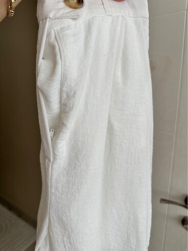 Beyaz keten pantolon - Görsel 8