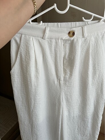 Beyaz keten pantolon - Görsel 5