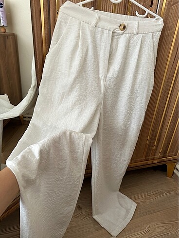 Beyaz keten pantolon - Görsel 2