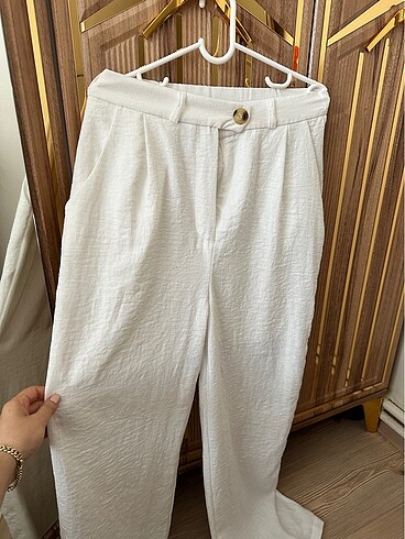 Beyaz keten pantolon - Görsel 4