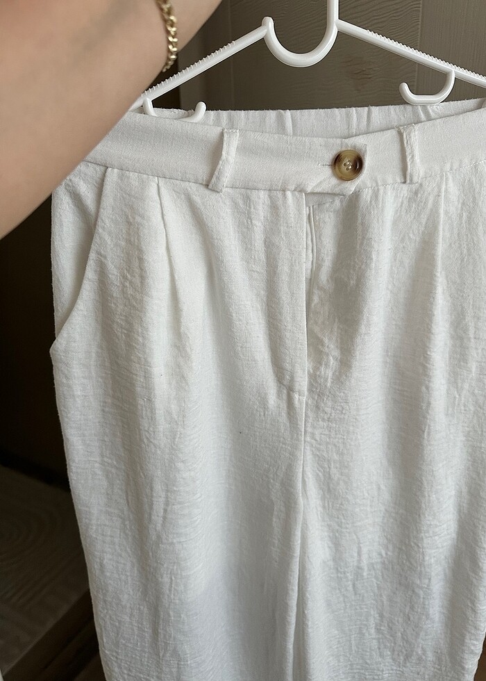 Beyaz keten pantolon - Görsel 5