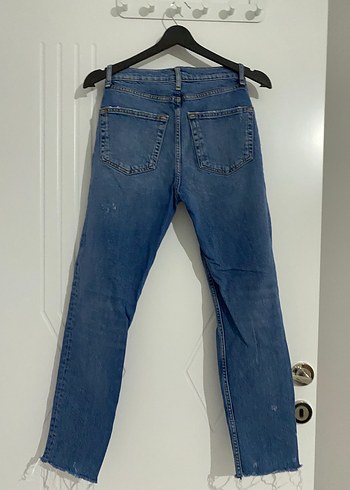 Zara Geniş Kesim Kadın Mavi Kot Pantolon