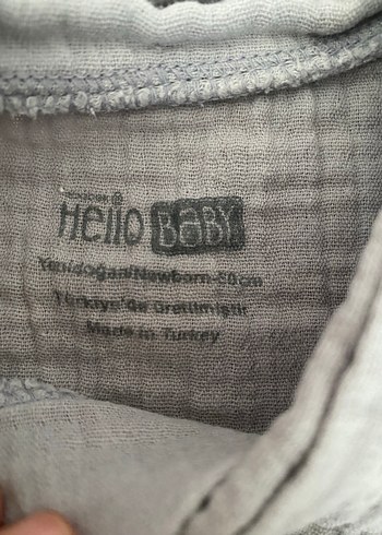 Gri  Kısa Kollu Bebek  müslin çıtçıtlı Body - Görsel 2