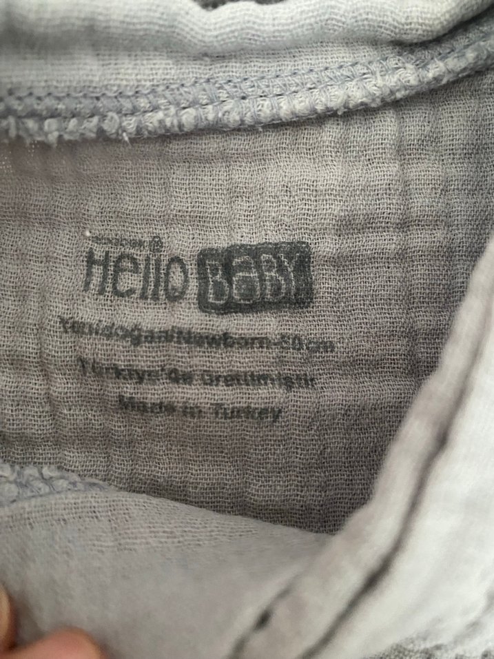 Gri  Kısa Kollu Bebek  müslin çıtçıtlı Body - Görsel 2