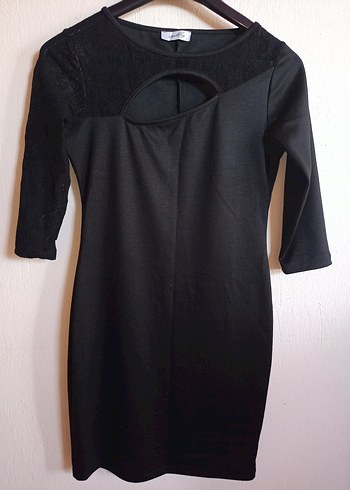 siyah göğüs dekolteli elbise - Görsel 4