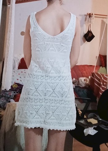 Beyaz Dantel plaj elbisesi - Görsel 2