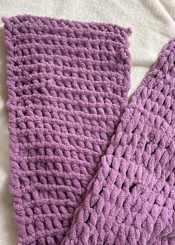 Pastel Mor Örgü Desenli Atkı - Görsel 2