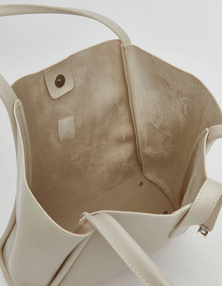 Bej deri kadın kol çantası - Görsel 2
