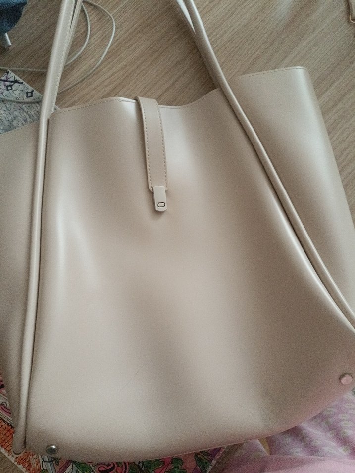 Bej deri kadın kol çantası - Görsel 3