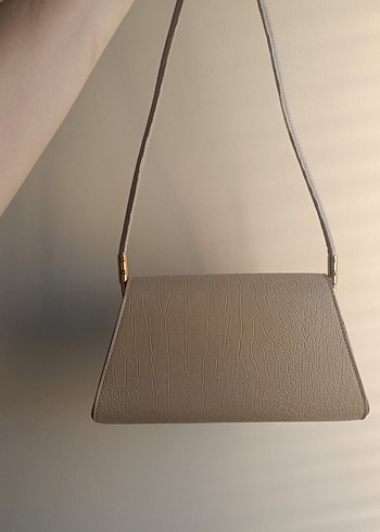 Bej Deri Yılan Desenli Kadın Çanta - Görsel 2