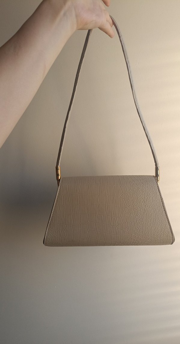 Bej Deri Yılan Desenli Kadın Çanta - Görsel 2