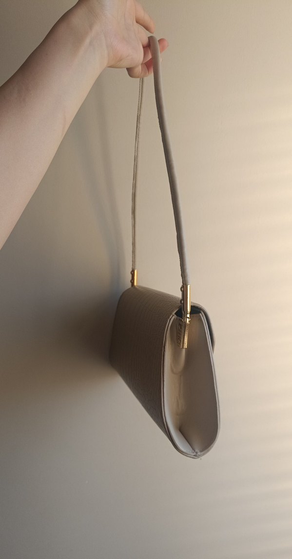 Bej Deri Yılan Desenli Kadın Çanta - Görsel 3