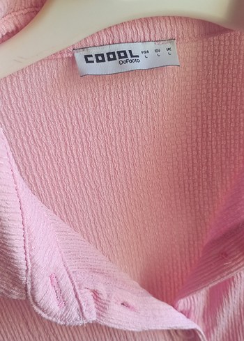 Defacto Pembe Kısa Kollu Düğmeli Keten Gömlek