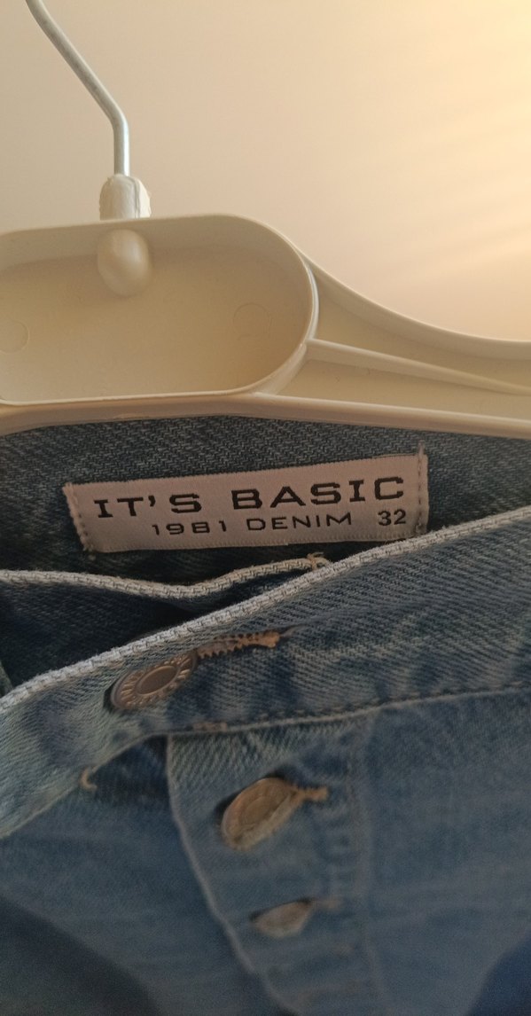 Düğmeli Yırtmaçlı Mavi Midi Kot Etek - Görsel 3