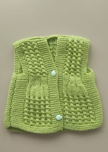 Renkli Triko Düğmeli bebek Yeleği - Görsel 3