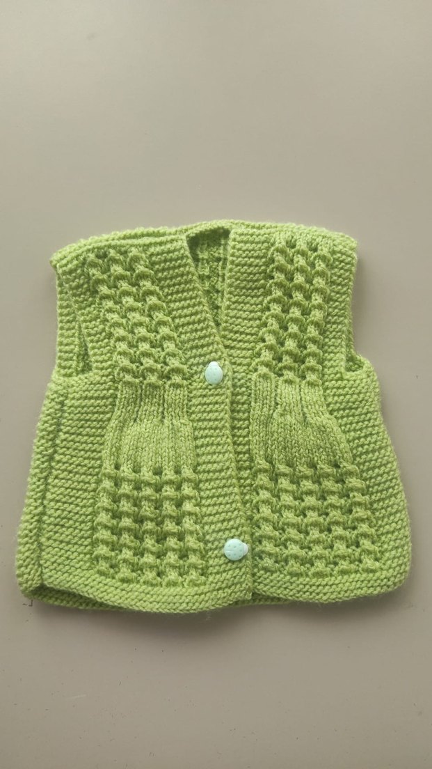 Renkli Triko Düğmeli bebek Yeleği - Görsel 3